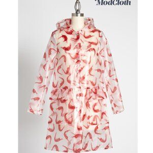 Modcloth RARE Shrimp Print 1960s Vinyl Rain Jacket